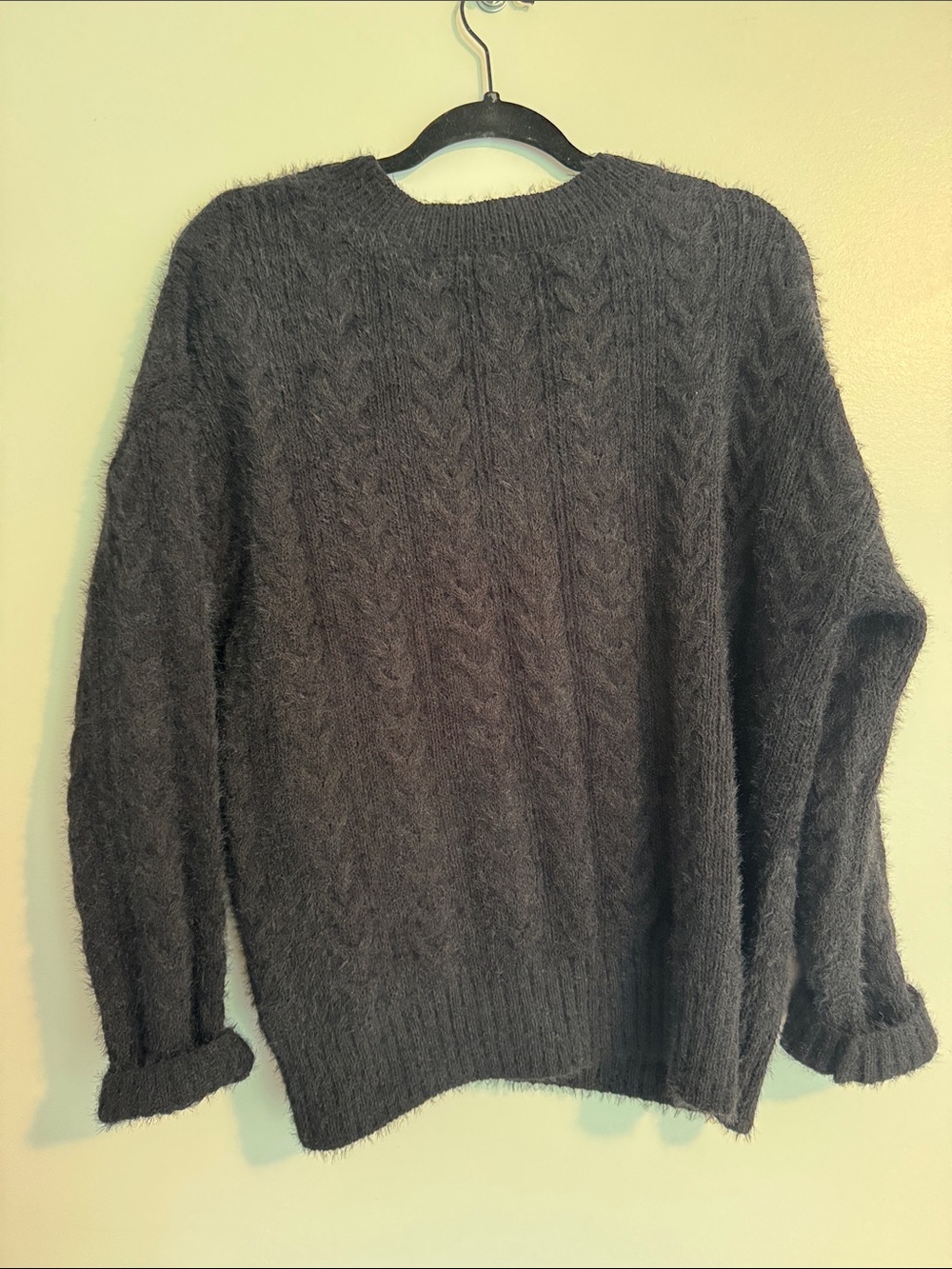 Lucky Brand Black V-Neck Cable Knit Women's Sweater - Picture 6 of 6